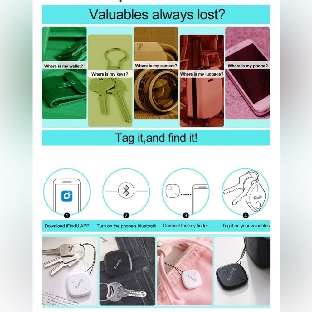 2-Pack Bluetooth Tracker Finder for Keys Wallets Backpacks for Android/iOS Phone - Picture 9 of 10